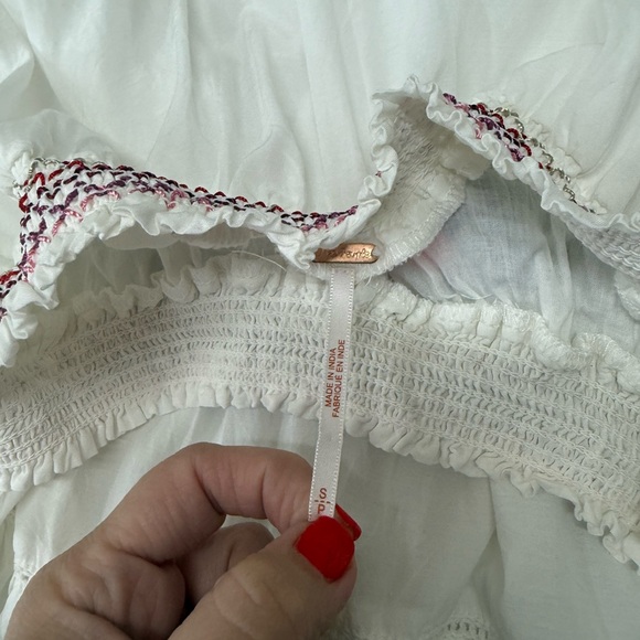 Free people sunbeams dress women’s medium white off shoulder embroidered - Picture 3 of 6